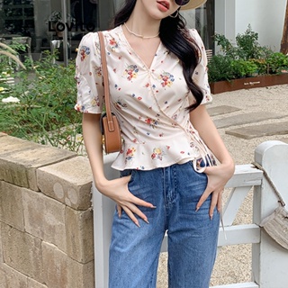 Lovito Blusa Elegante Ditsy Floral Com Renda Para Mulheres LNE41020