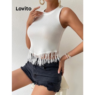 Lovito Regata Casual Com Borla Lisa Para Mulheres LNL41025