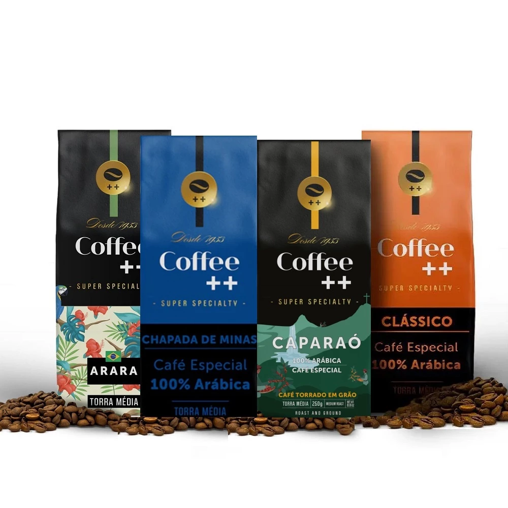 Kit 4 Pacotes Café Especial Em Grãos Coffee Mais Clássico, Caparaó, Chapada e Arara