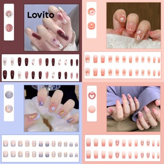 Lovito Casual Simples Colorblock Coração Fine Flash Unhas Artificiais Para Mulheres LFA11305