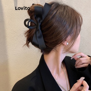 Lovito Grampos De Cabelo De Veludo Com Laço Liso Casual Para Mulheres LFA11329