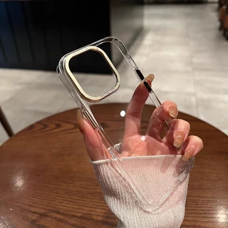 【 HD Transparente/Estrutura De Lente Metálica/Acrílica/Dura/case 】 Compatível Para iPhone 15 14 13 12 Caixa pro max