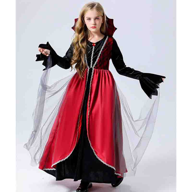 Conjunto de fantasia de vampiro real infantil, vestido de