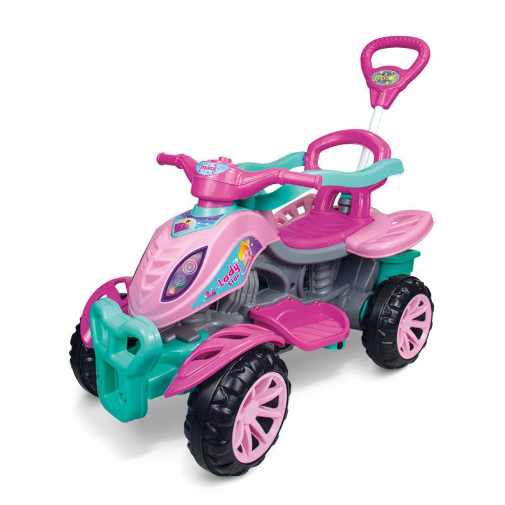 Quadriciclo Infantil de Passeio com Empurrador Direcional Haste e Pedal ...