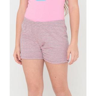 Short Moletinho Juvenil Listrado Cinza