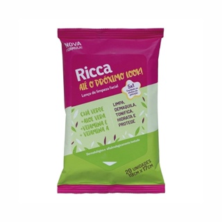Lenço De Limpeza Facial Ricca 5 Em 1 c/20un