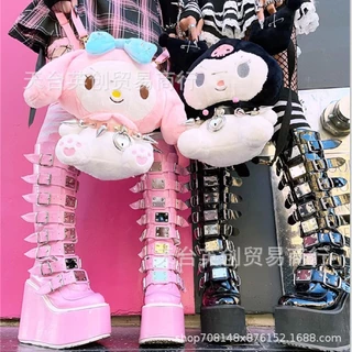 Fundo feminino grosso 2023Demonia Bota de manguito de cavaleiro Bota de cano alto Gota gótica estilo punk New Spice Girls