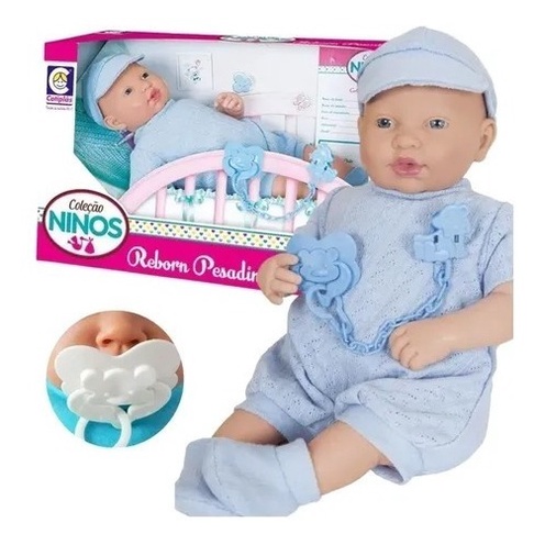 Coleção Ninos - Boneca Bebê Reborn Boca Aberta 50 Cm - Cotiplás 2211