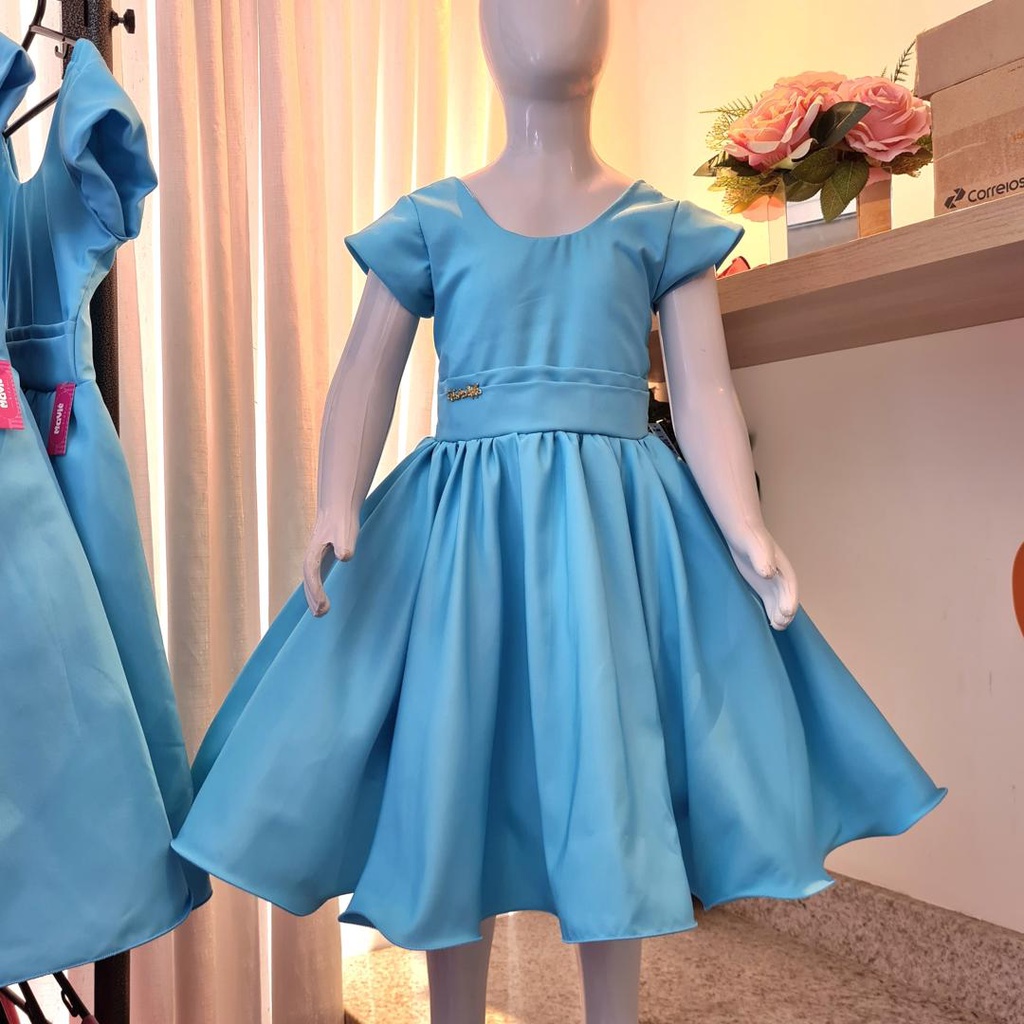 Em promoção! Meninas Azul Cinderela Vestido De Verão Puff Manga Bordado De  Flor De Vestidos Para Meninas Princess Dress Up Da Festa De Aniversário De  Fadas Frocks