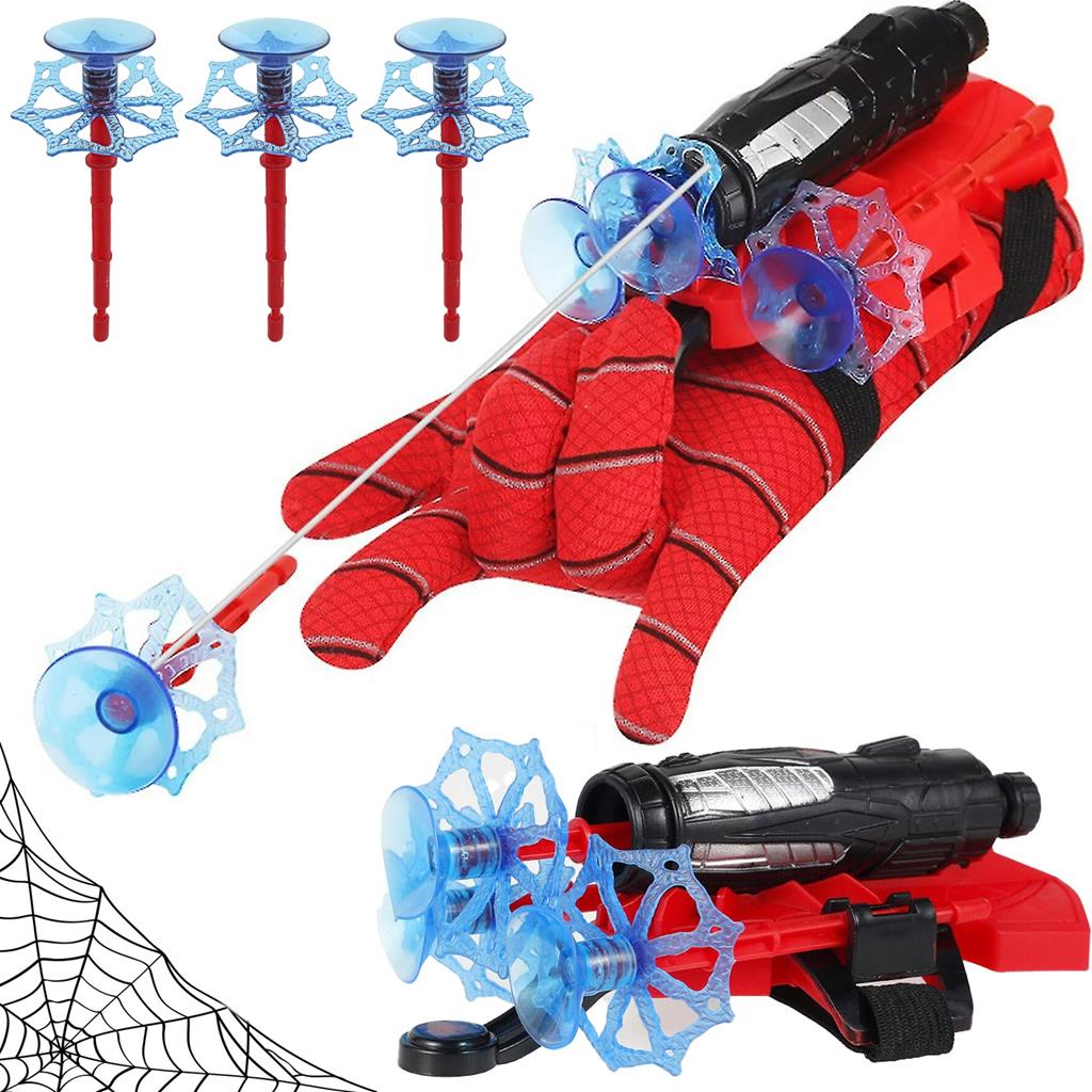 Luva Do Homem Aranha Solta Teias Dispara Com Corda Divertido Brinquedo Infantil Lanca Teia Grudenta Com 3 Dardos - Art Brink
