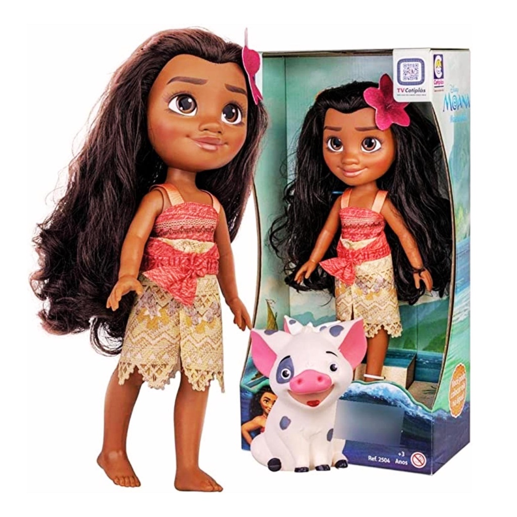 Brinquedo Boneca Princesa Moana 36cm E Porquinho Pua 8cm Disney Em ...