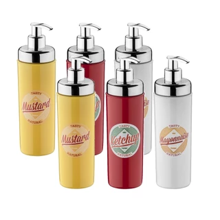 Kit 6 Dispenser Molhos Condimentos Ketchup Maionese Mostarda Bisnaga Bar Restaurante Casa