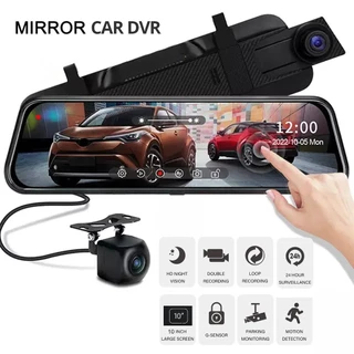 Espelho Retrovisor Do Carro Câmera Dash Cam 10 Polegadas Tela Sensível Ao Toque Lente Dupla 1080P Gravador De Vídeo DVR
