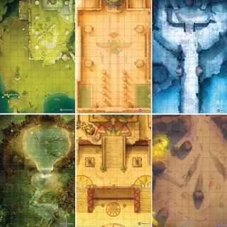 Mapas de Batalha - Kit Exploração de Ruínas - 6 Mapas [RPG]