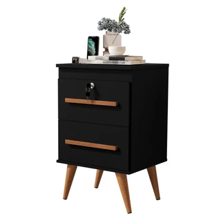 Mesa De Cabeceira Com Chave 70 Cm De Altura 2 Gavetas Preto Clique Moveis Varias Cores