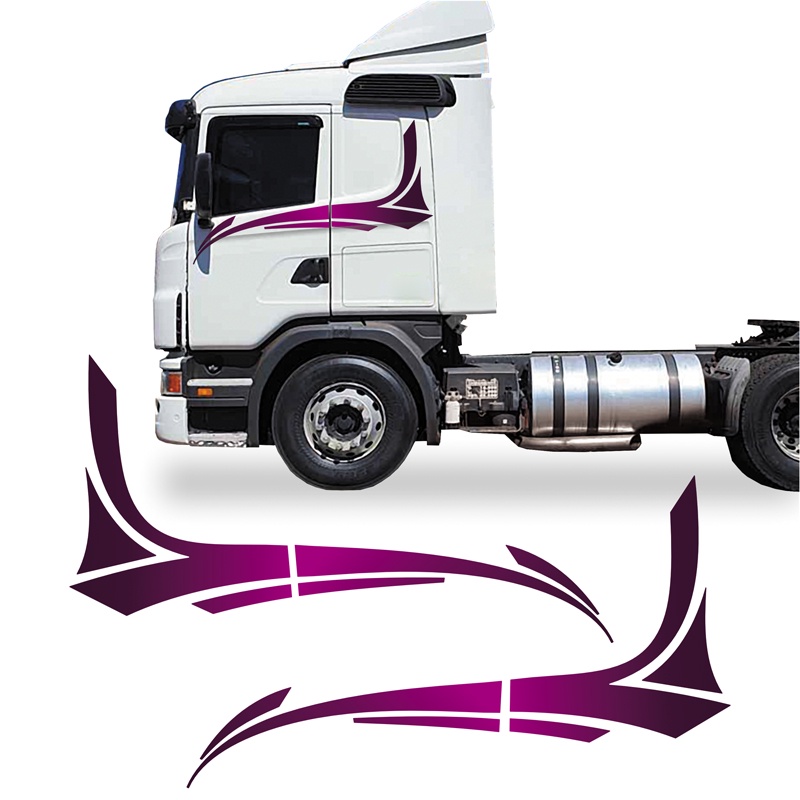 Faixa Scania 2008 Adesivo Azul Lateral Caminhão Decorativo ROXO ...