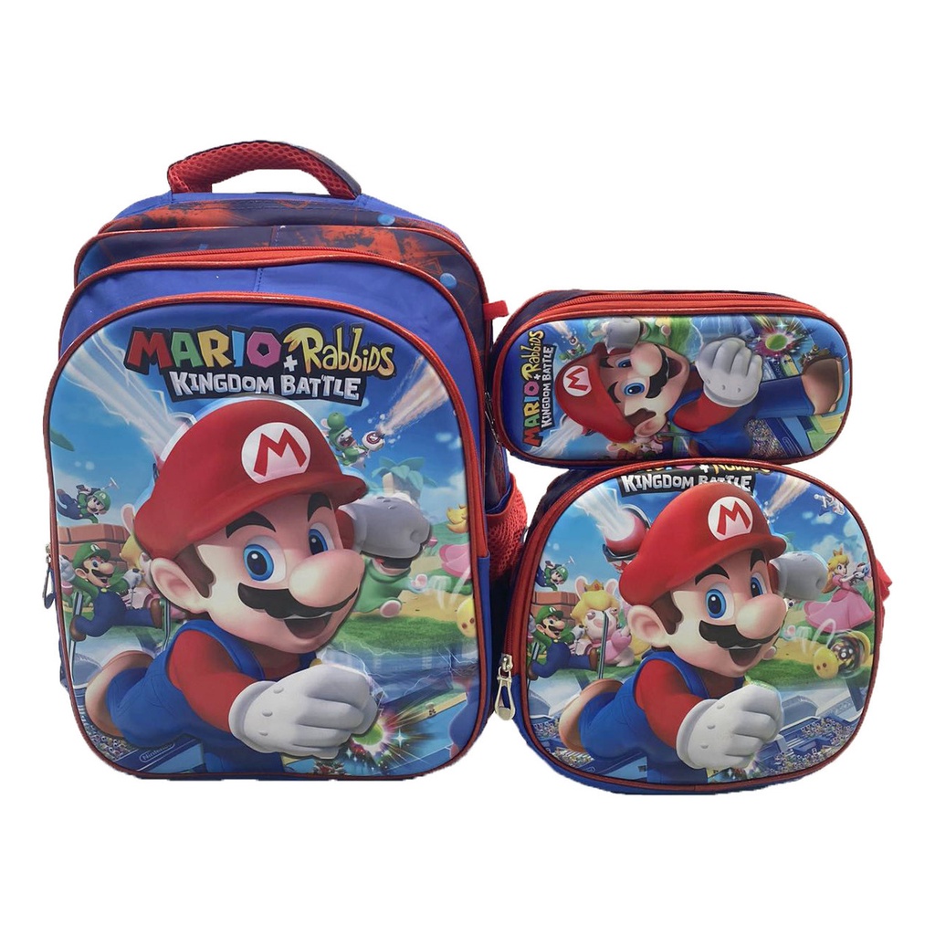 Kit Mochila Escolar Costas Mario Bros 3d Lancheira E Estojo | Shopee Brasil