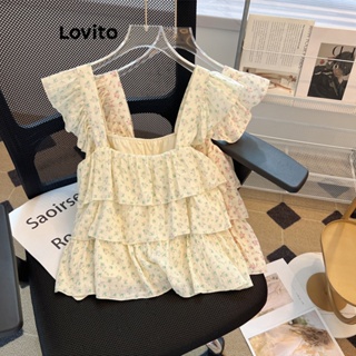 Lovito Blusa Fofa Ditsy Floral Em Camadas Para Mulheres LNE41151