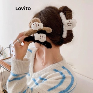 Lovito Grampos De Cabelo De Animais De Pelúcia Lisos Casuais Para Mulheres LFA11134