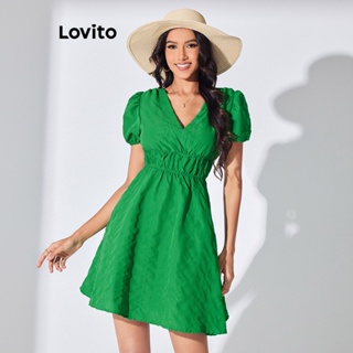 Lovito Vestido Feminino Boho Com Estrutura Simples E Mangas Bufantes LBL07200