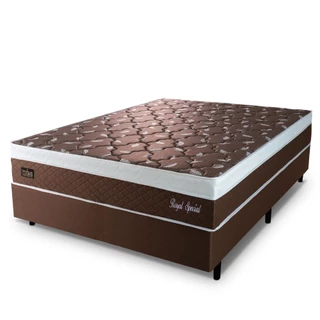 Cama Box Casal Colchão Molas Ensacadas Royal 138x188x68cm Marrom/Branco Hellen - Supo