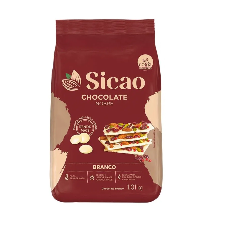Chocolate Nobre Branco 1,01kg Gotas - Sicao