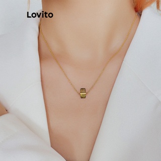 Lovito Colares Casuais De Cristal Liso Para Mulheres LCS05050