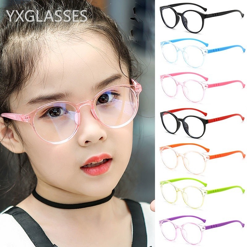 Óculos Redondos Azul Claros Kids Moldura Óptica Infantil Boy Girls Computador Transparente Bloqueio Anti-Reflexo