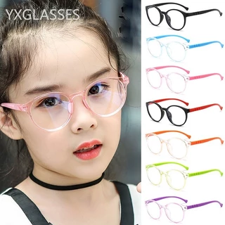 Óculos Redondos Azul Claros Kids Moldura Óptica Infantil Boy Girls Computador Transparente Bloqueio Anti-Reflexo
