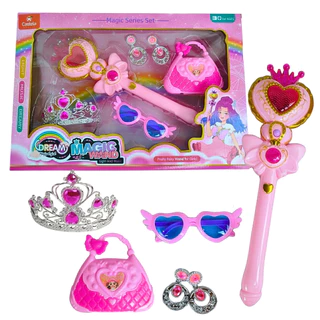 Kit Varinha Magica de Princesa Coroa Rosa e Acessorios - Castela