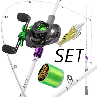 Sougayilang Fundição Vara De Pesca Fibra Carbono 10LB 2 Seções 1.8M E Carretel De Arremesso 7.2 : 1 Relação Engrenagem A