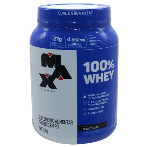 100% Whey Protein Max Titanium Proteina Sabor Chocolate 900g