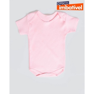 Body Bebê Manga Curta Básico Rosa Claro