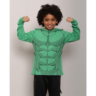 Camiseta Infantil Manga Longa Estampa Hulk Marvel Verde