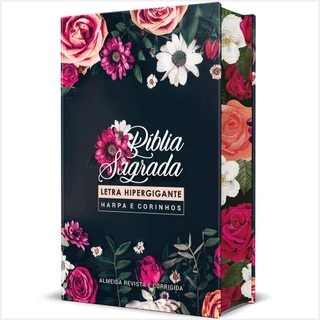 Bíblia Sagrada Letra Hipergigante RC Harpa E Corinhos Média Capa Dura Floral Pink