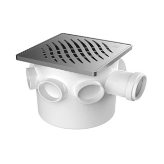 Caixa sifonada quadrada 10x10x5cm com grelha prata inox Tigre