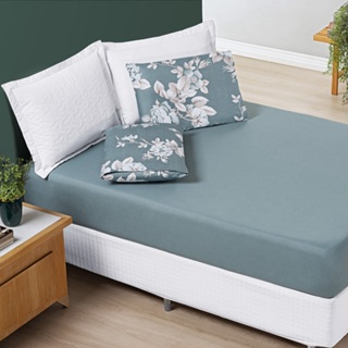 ROUPA CAMA Jogo Lencol Avere CASAL PADRAO C/ ELASTICO 3pc 200fios FRONHA ESTAMPADA Floral LISO MICROPERCAL