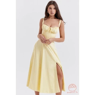 Gorgeous-Women Solid Color Sleeveless Bandage Party Vestido De Linha A