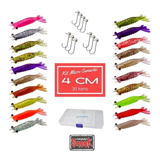 Kit Micro Camarão Artificial 4cm Snook com 31 Itens By Universo Fishing