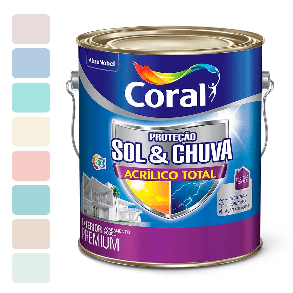 Tinta Acrílico Total Proteção Sol e Chuva Coral 3,2L | Shopee Brasil