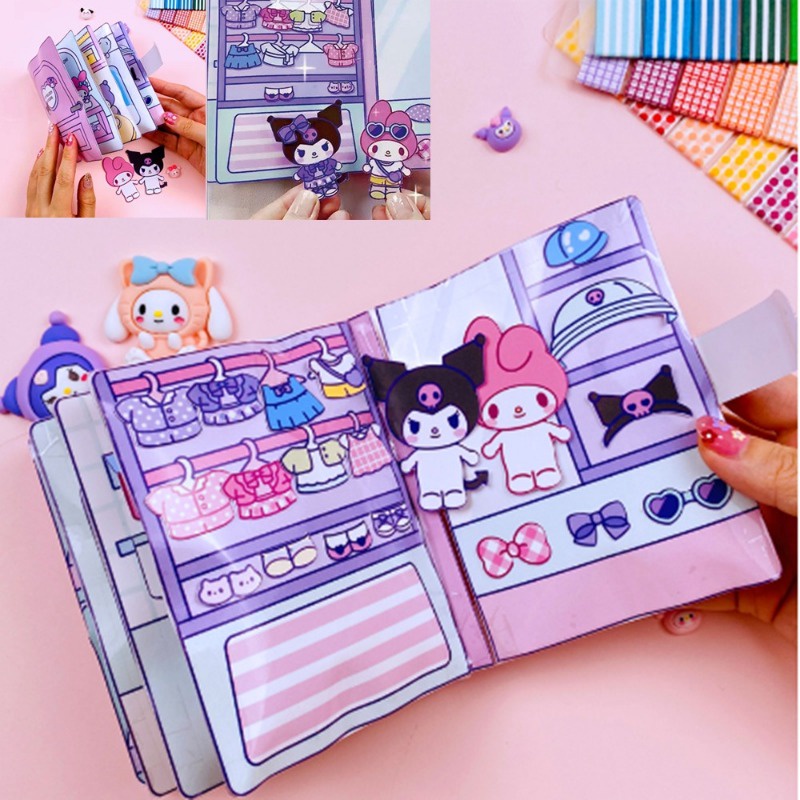 Livro De Brinquedos Kuromi Melodia Vestir Silencioso Descompressão Brinquedo Educacional Feito À Mão