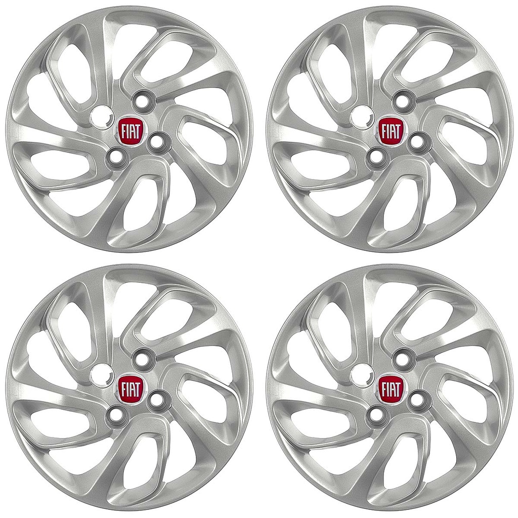 CALOTAS UNO ATRATIVE CARLOTA FIAT UNO ATTRACTIVE ARO 14 2015 2016 PRATA JOGO COM 4 - 228 CUBO BAIXO