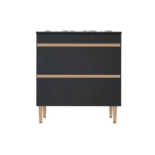 Balcão Cooktop para Cozinha Sabrina com 2 Gavetas 80 Cm MDP Preto 0454 MENU