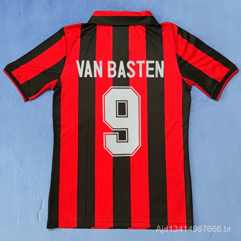 91-92 AC Milan T-shirt personalizada VAN BASTEN GULLIT Casa Retro Football Jersey Alta Qualidade