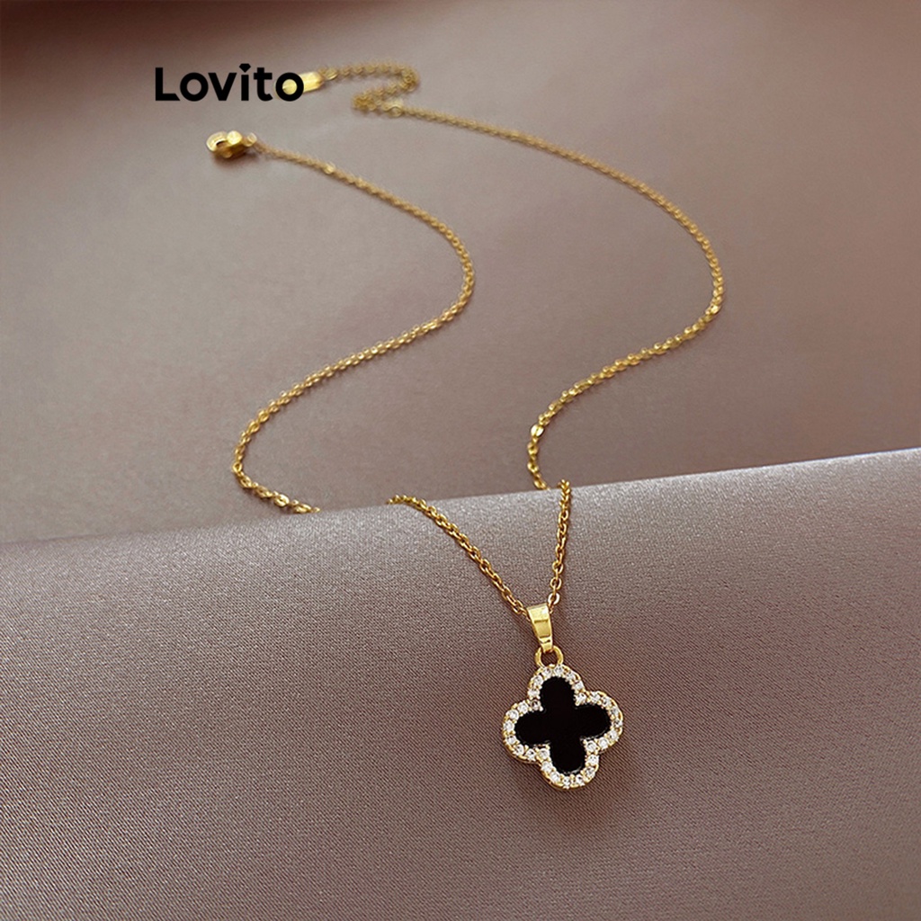Lovito Colares de Temperamento Floral para Mulheres LFA03222 (Dourado/Prateado)