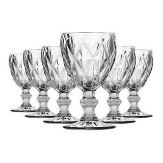 Jogo 6 Taças Vidro Diamond Transparente kit 6 Taças 340 ml