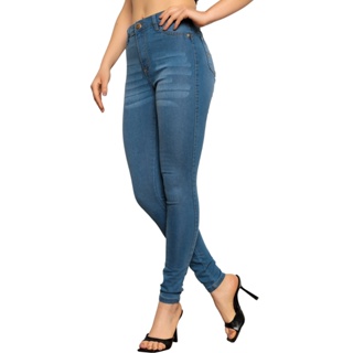 Calça Jeans Feminina Premium Skinny Comfort Fashion Lisa Casual Lavagem  Clara