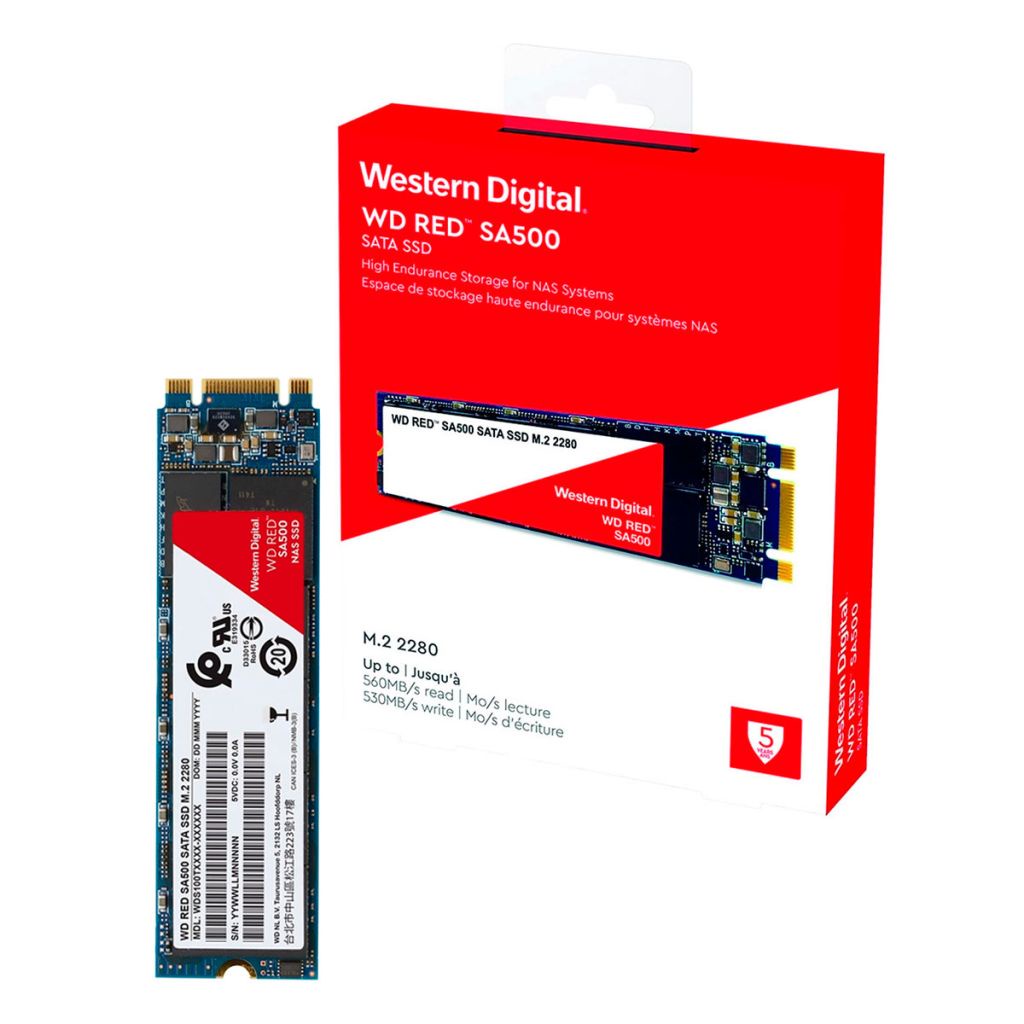 SSD 1TB Western Digital WD Red SA500, SATA III, M.2 2280, Leitura/Gravação 560/530MB/s - WDS100T1R0B