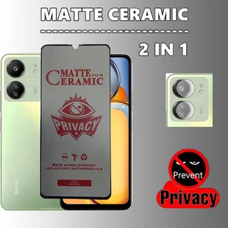 Película Privacidade Redmi 13C Protetor De Tela 2 Em 1 Cerâmica Mate Anti-Espionagem De Lente Para Xiaomi Redmi 13C Nota 12 Pro Plus 4G 5G Galss Flim + Lens