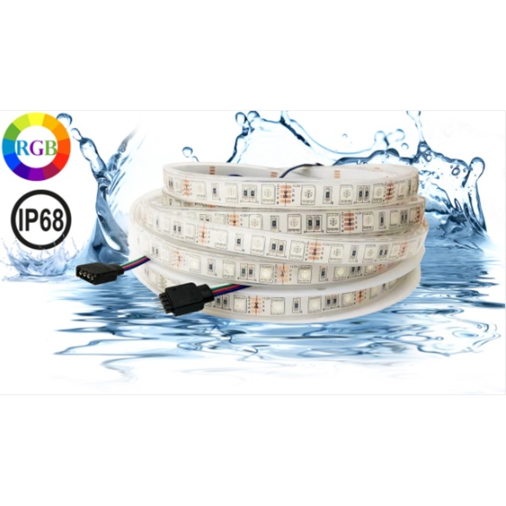Fita Led 5050-60 Leds/m Ip68 uso submersa a agua 14.4w/m Rgb 5m LED FACTORY